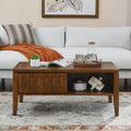Mid-Century Modern Coffee Table with Sliding Doors