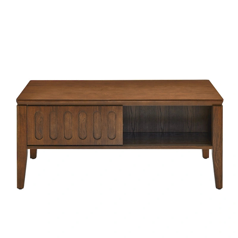 Mid-Century Modern Coffee Table with Sliding Doors