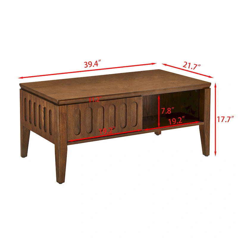 Mid-Century Modern Coffee Table with Sliding Doors