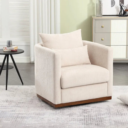Swivel Barrel Chair, Comfy Round Accent Sofa Chair for Living Room, 360 Degree Swivel Barrel Club Chair