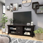 Contemporary 2-Drawer TV Stand with Open Shelving