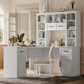L-Shaped Desk with Storage Shelves and Power Outlet