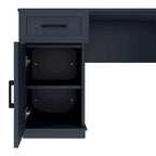 L-Shaped Desk with Storage Shelves and Power Outlet