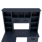 L-Shaped Desk with Storage Shelves and Power Outlet