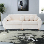 84.4 Corduroy 3-Seater Sofa with Solid Wood Frame, Comfortable Cushions
