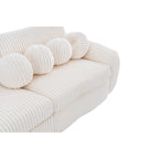 Corduroy 3-Seater Sofa with Wood Frame