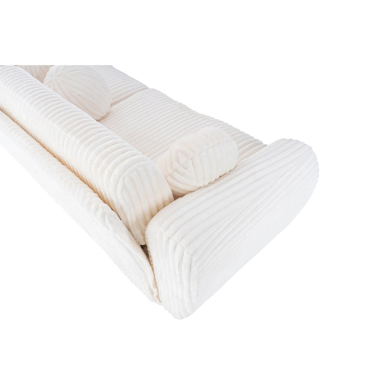 Corduroy 3-Seater Sofa with Wood Frame