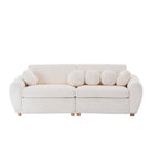 Corduroy 3-Seater Sofa with Wood Frame