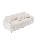 Corduroy 3-Seater Sofa with Wood Frame