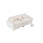 Corduroy 3-Seater Sofa with Wood Frame