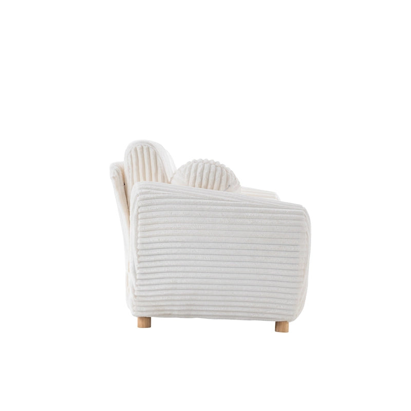 Corduroy 3-Seater Sofa with Wood Frame