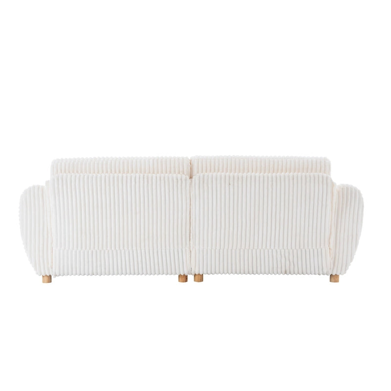 Corduroy 3-Seater Sofa with Wood Frame