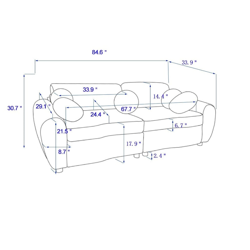 Corduroy 3-Seater Sofa with Wood Frame