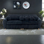 Corduroy 3-Seater Sofa with Wood Frame