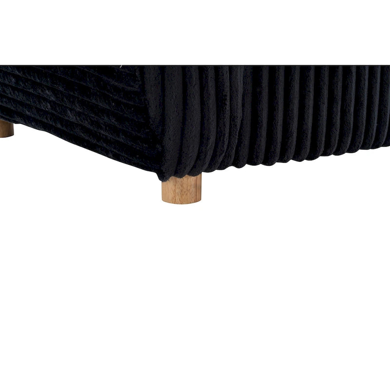 Corduroy 3-Seater Sofa with Wood Frame