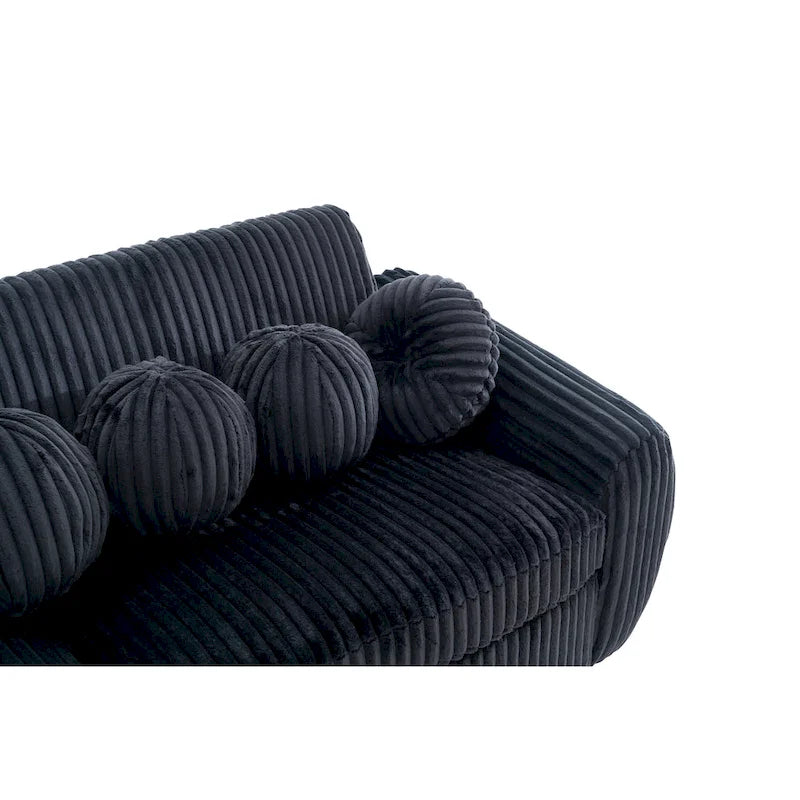Corduroy 3-Seater Sofa with Wood Frame