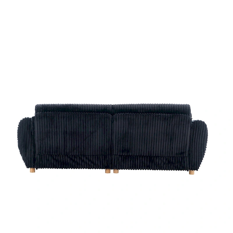 Corduroy 3-Seater Sofa with Wood Frame