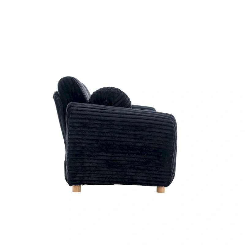 Corduroy 3-Seater Sofa with Wood Frame