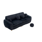 Corduroy 3-Seater Sofa with Wood Frame