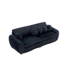 Corduroy 3-Seater Sofa with Wood Frame