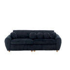 Corduroy 3-Seater Sofa with Wood Frame