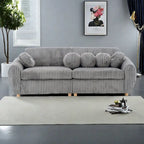 Corduroy 3-Seater Sofa with Wood Frame