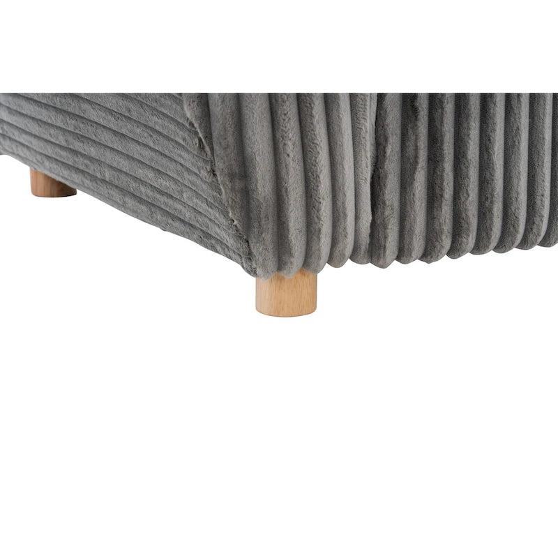 Corduroy 3-Seater Sofa with Wood Frame