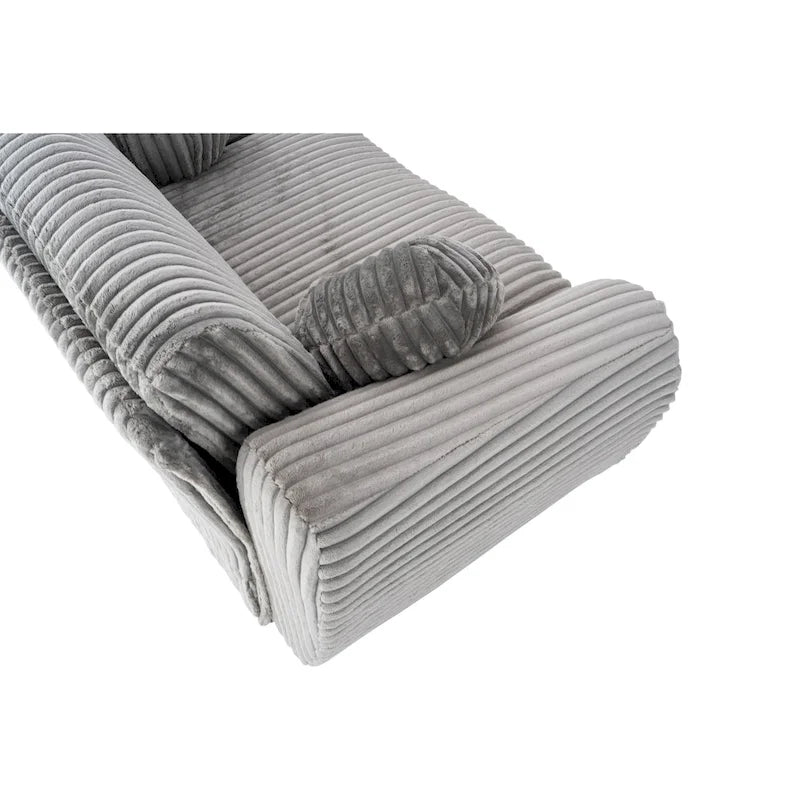 Corduroy 3-Seater Sofa with Wood Frame
