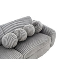 Corduroy 3-Seater Sofa with Wood Frame