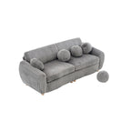 Corduroy 3-Seater Sofa with Wood Frame