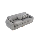 Corduroy 3-Seater Sofa with Wood Frame
