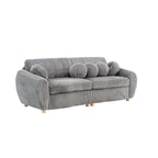 Corduroy 3-Seater Sofa with Wood Frame