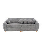 Corduroy 3-Seater Sofa with Wood Frame
