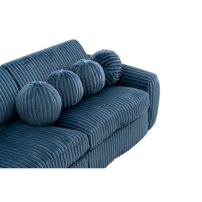 Corduroy 3-Seater Sofa with Wood Frame