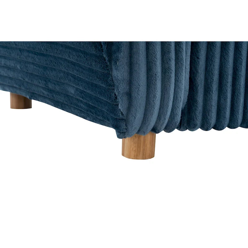 Corduroy 3-Seater Sofa with Wood Frame