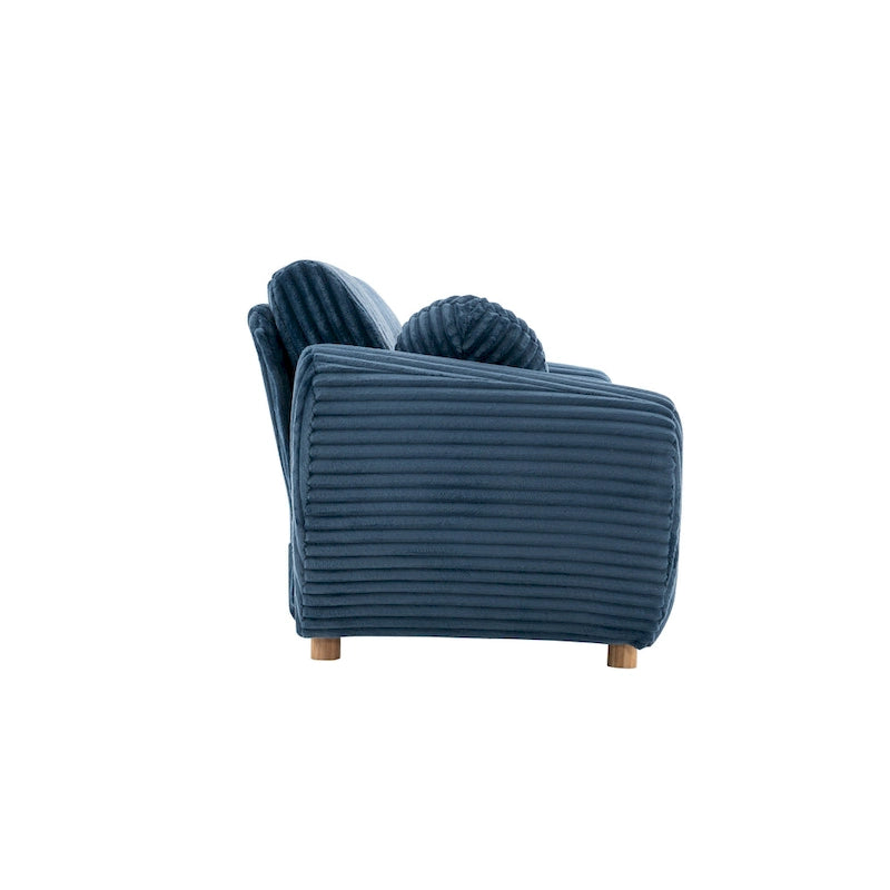 Corduroy 3-Seater Sofa with Wood Frame
