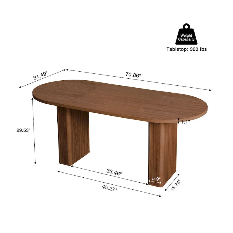 70.86-Inch Oval Dining Table for 4–6 People