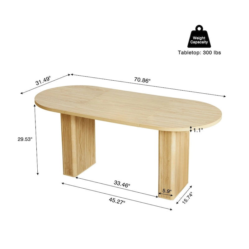 70.86-Inch Oval Dining Table for 4–6 People