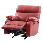 Red Faux Leather Rocker Recliner with Padded Arms
