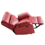 Red Faux Leather Rocker Recliner with Padded Arms