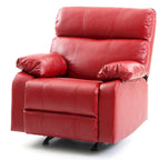 Red Faux Leather Rocker Recliner with Padded Arms