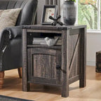 Farmhouse Wood Nightstand with Charging Station