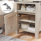Farmhouse Wood Nightstand with Charging Station