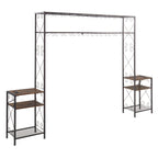 Rustic Brown Queen Metal Bed Frame with Storage and 2 Nightstands