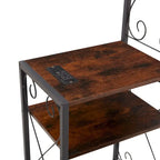 Rustic Brown Queen Metal Bed Frame with Storage and 2 Nightstands