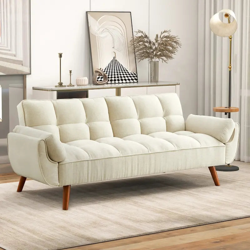 75.39-Inch Convertible Futon Sofa Bed with Split Tufted Back