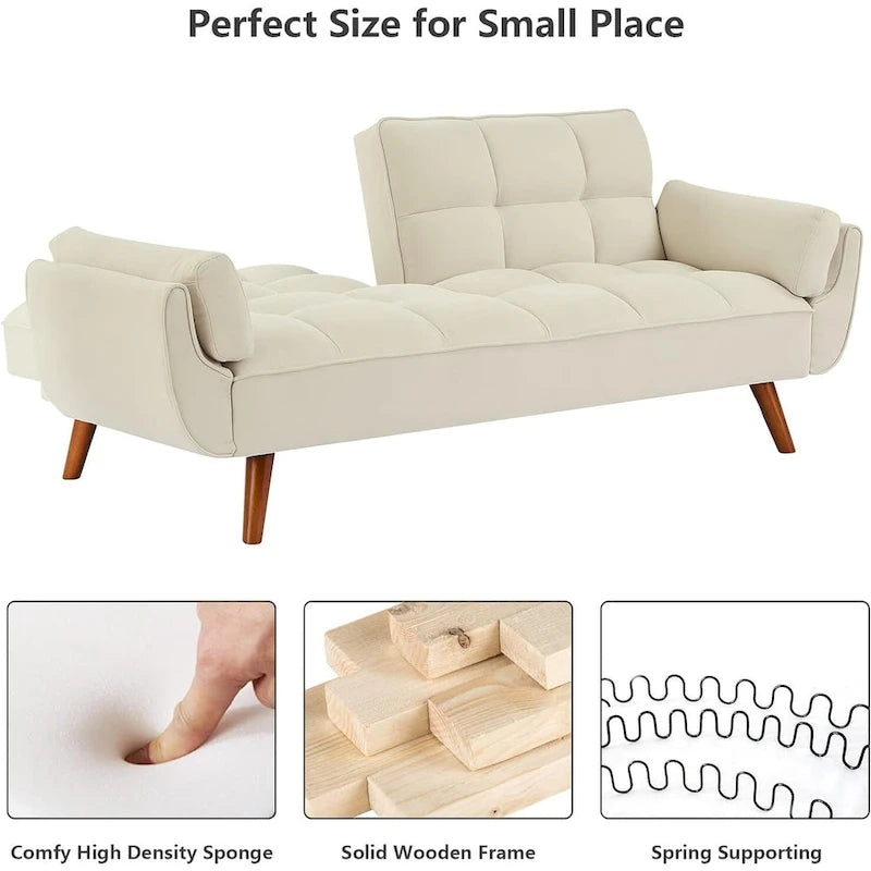75.39-Inch Convertible Futon Sofa Bed with Split Tufted Back