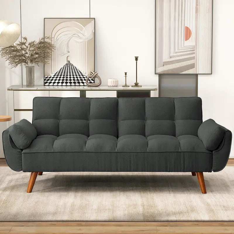 75.39-Inch Convertible Futon Sofa Bed with Split Tufted Back