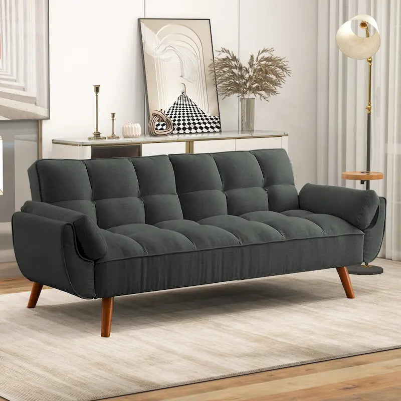 75.39-Inch Convertible Futon Sofa Bed with Split Tufted Back