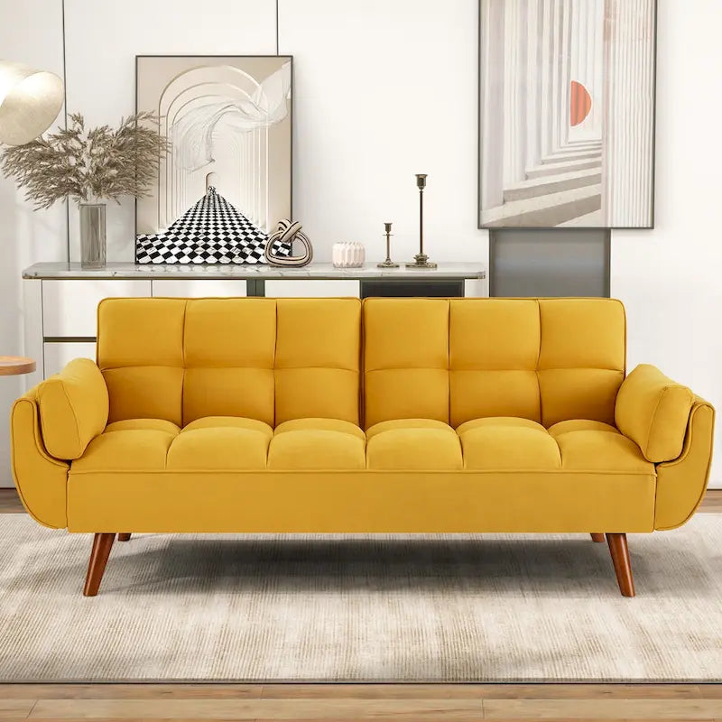 75.39-Inch Convertible Futon Sofa Bed with Split Tufted Back